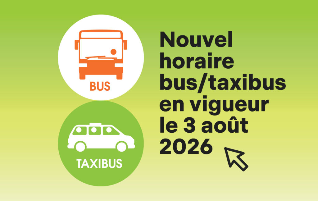 Nouvel horaire bus-taxibus en vigueur le 3 août 2026